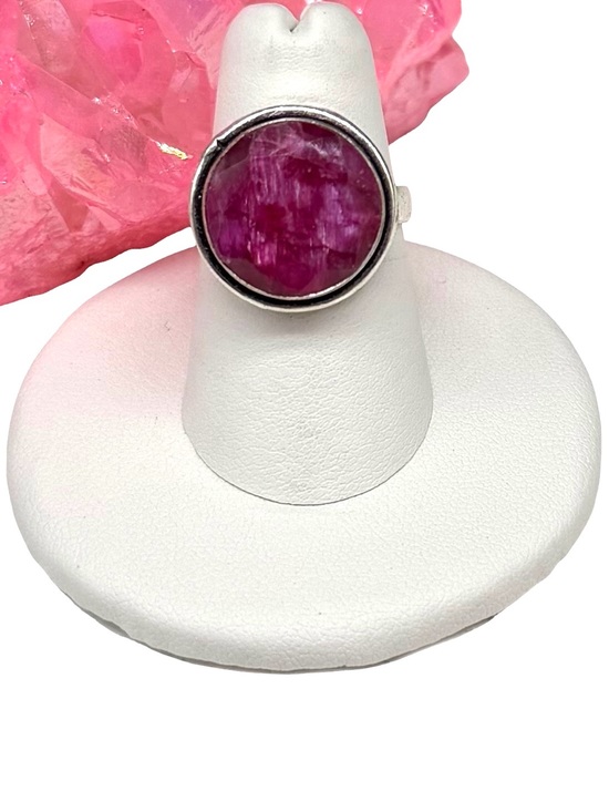Jewelry - Ruby Ring Size 6 925 Sterling Silver Overlay Round Faceted Stone